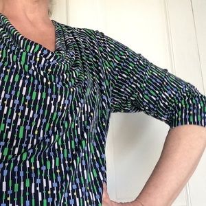 Navy patterned blouse